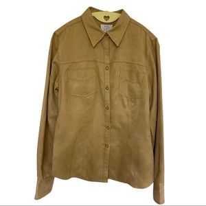 Ann Taylor Loft Vegan Suede Camel Button Down